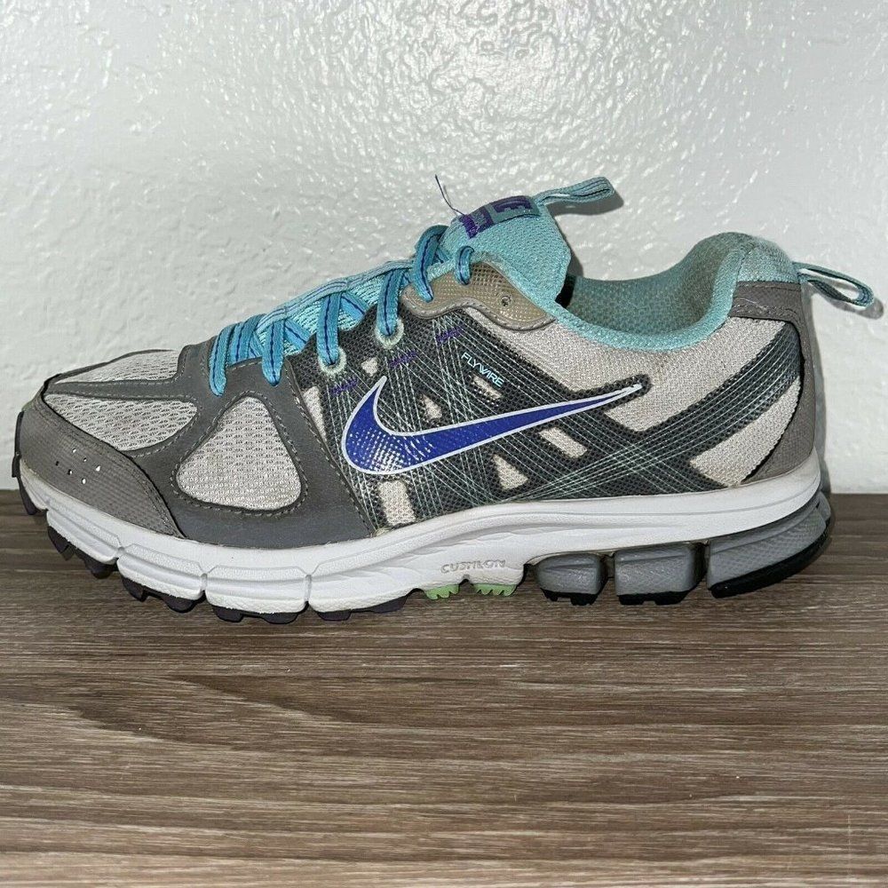 Nike Women’s Size 6.5 Pegasus 28 Fitsole 2 Trail Running Shoes Gray Aqua Sneaker